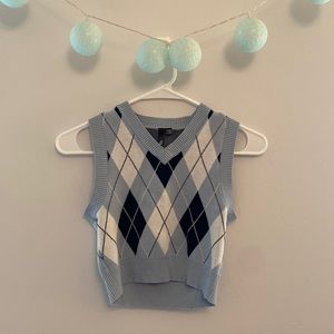 Garage Blue Checkered Sweater Vest